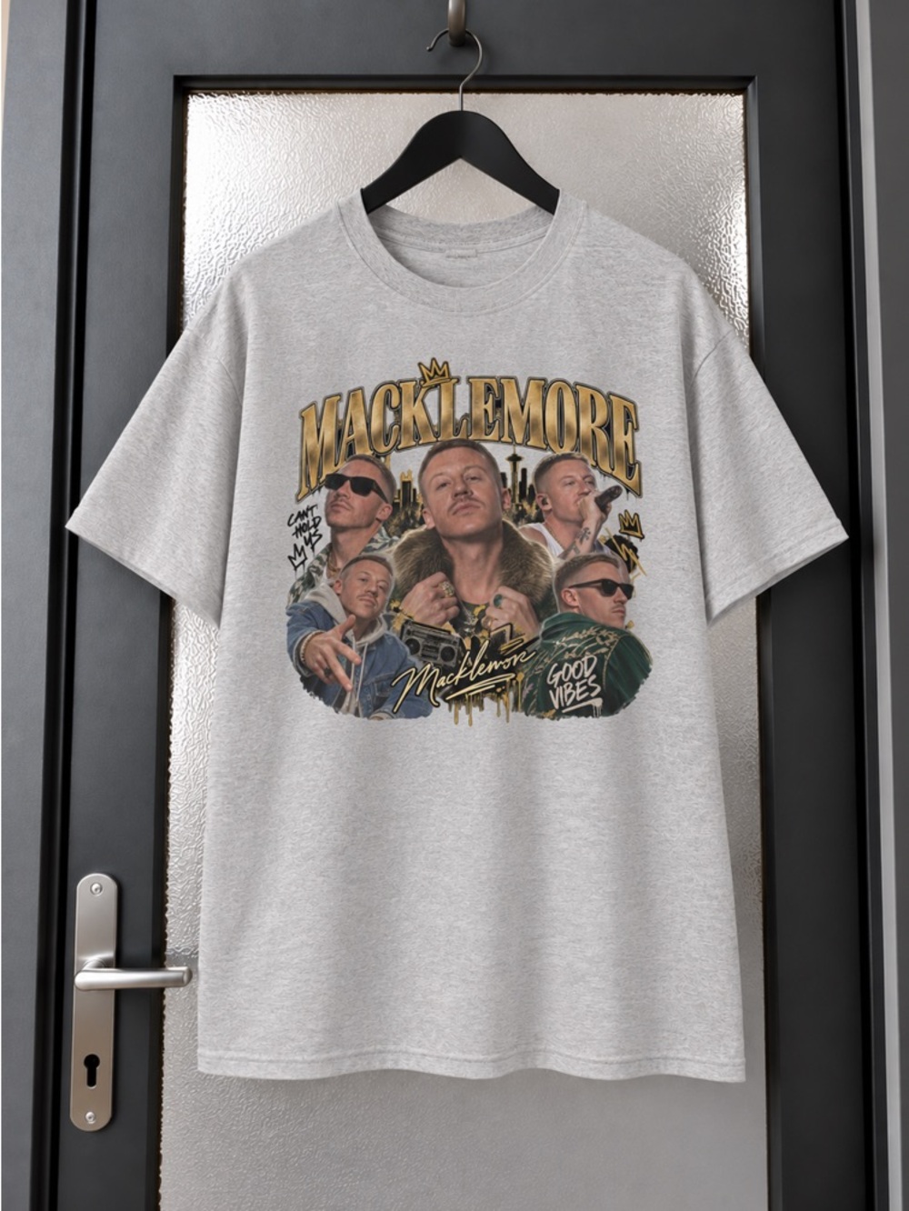 Macklemore Graphic with Gold Accents Light Grey T-Shirt